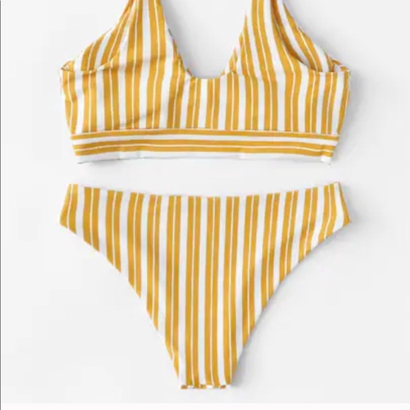 SALE!! Yellow Striped Bikini 👙 - Picture 3 of 4